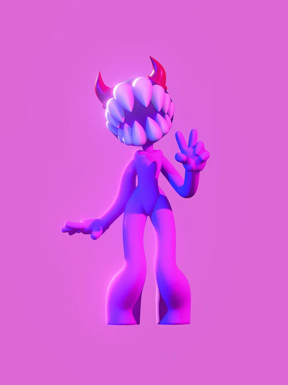 Purple horned character with a ring of oversized teeth